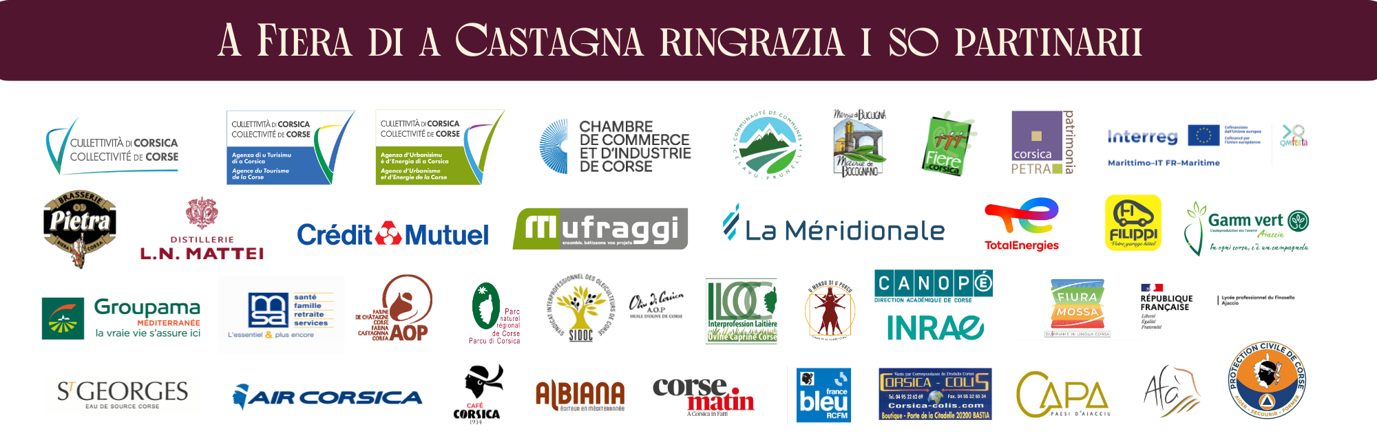 A Fiera di a Castagna ringrazia i so partinariì